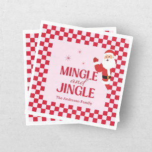 Retro-Jingle-Und-Mingle-Weihnachts-Schachbrett Rot Serviette