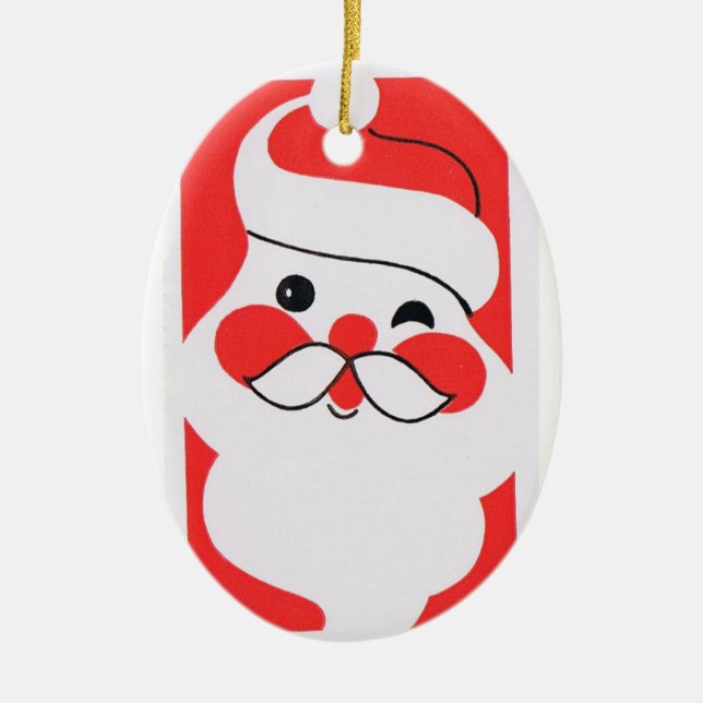 Retro Jolly Santa Claus Keramikornament (Vorne)