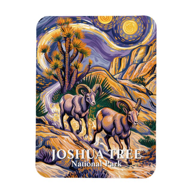 Retro Joshua Tree Landscape Animal Sheep Van Gogh Magnet (Vertikal)