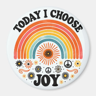 Retro Joyful Rainbow Peace Magnet "Choose Joy"