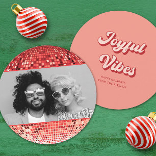 Retro Joyful Vibes Disco Ball Weihnachten Foto