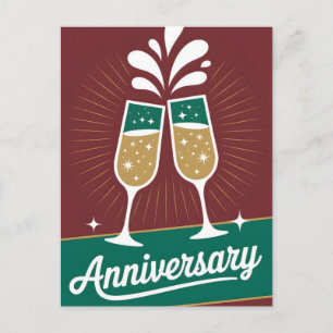 Retro-Jubiläums-Grafik mit funkelndem Champagner Feiertagspostkarte