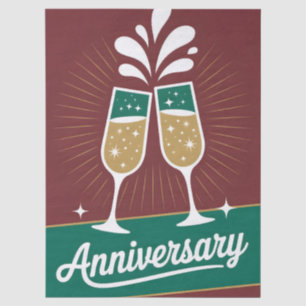 Retro-Jubiläums-Grafik mit funkelndem Champagner Seidenpapier