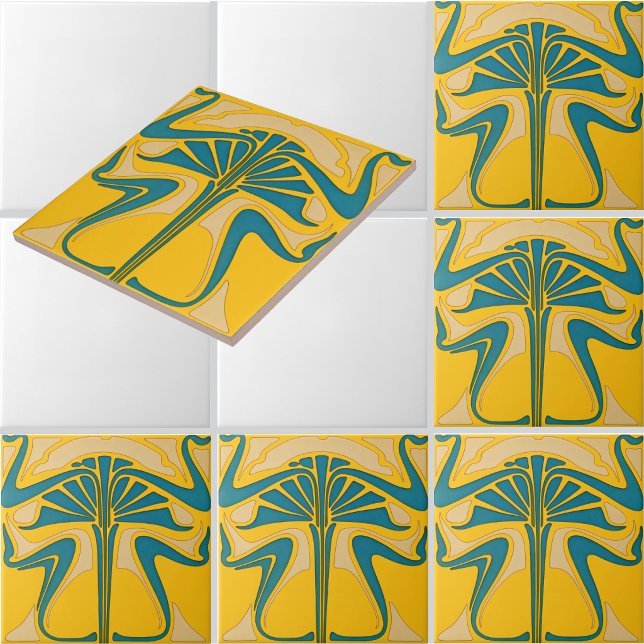 Retro-Jugendstil-Blumenornament Fries Muster Fliese (Von Creator hochgeladen)