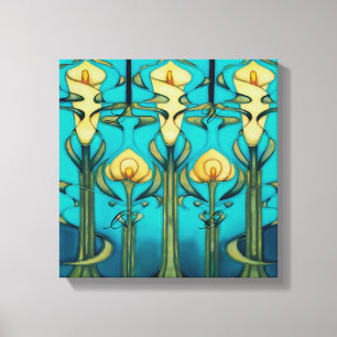 Retro, Jugendstil, Kunstdesign, Vintage, Glas Kuns Leinwanddruck
