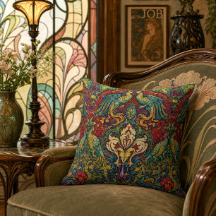 Retro-Jugendstil-Pfauen und Vögel von Walter Crane Kissen