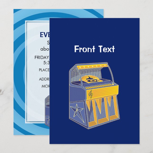 Retro Jukebox Einladung (Vorne/Hinten)