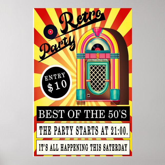  retro jukebox rock and roll swing rockabilly jive poster (Vorne)