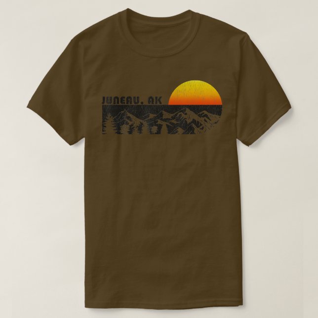 Retro Juneau Alaska Mountain Sunset TShirt (Design vorne)