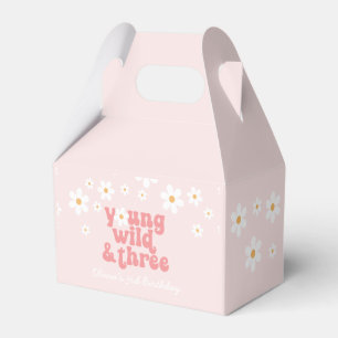Retro Junge Wilde Drei Rosa Gänseblümchen Geschenk Geschenkschachtel