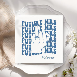 Retro Junggeselinnen-Abschied Blue Paper Serviette