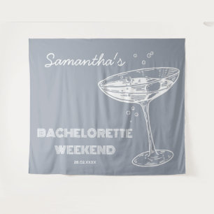 Retro Junggeselinnen-Abschied Hintergrund Blue Coc Wandteppich