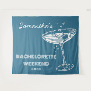 Retro Junggeselinnen-Abschied Hintergrund Boho Aqu Wandteppich