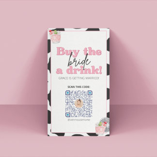 Retro-Junggeselinnen-Abschied Venmo QR-Code-Karte Platzkarte