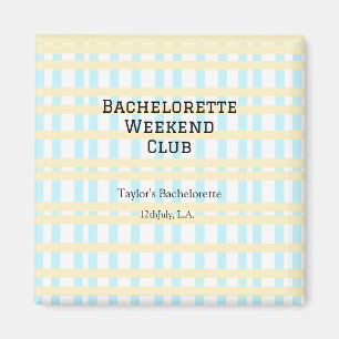 RETRO JUNGGESELLIN WOCHENENDE CLUB BLAU GELB DATUM MAGNET