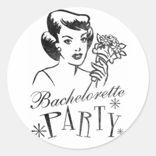 Retro-Junggesellinnen-Abschiedsparty Runder Aufkleber