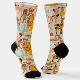 Retro Jungle Tiere Niedlich Gemustert Socken
