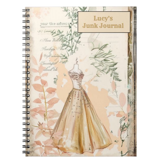 Retro Junk Journal Romantik Dress Notizblock (Vorderseite)