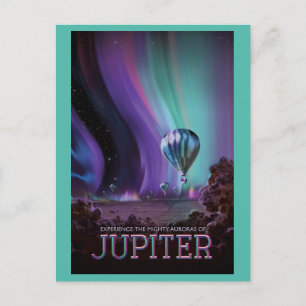 Retro Jupiter Aurora Space Travel Postkarte