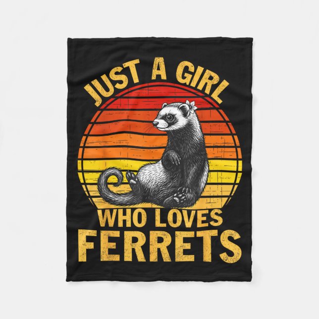 Retro Just A Girl Who Loves Ferrets Ferret Lover  Fleecedecke (Vorderseite)