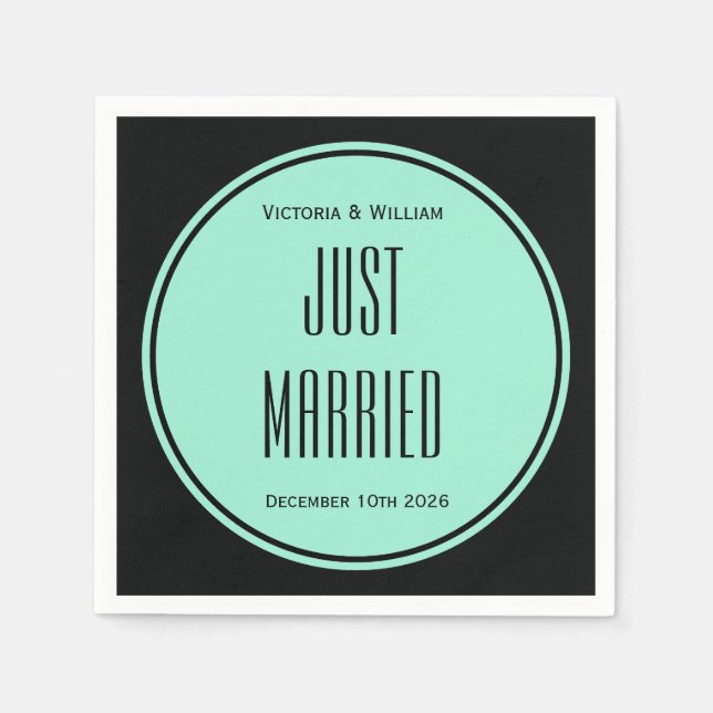 Retro-Just-Mariée-Hochzeitsservietten Serviette (Vorderseite)