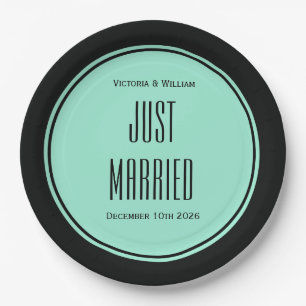 Retro-Just Married-Hochzeitspapierteller Pappteller