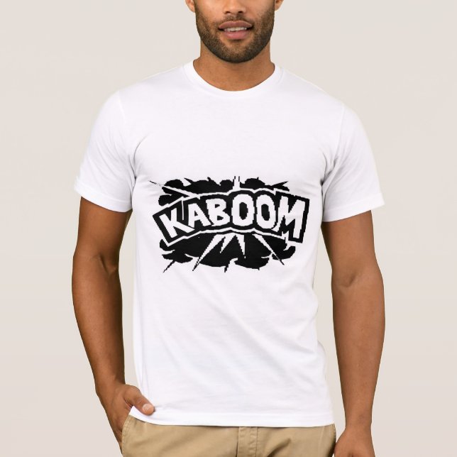 Retro KABOOM! Explosion - Schwarzes u. Weiß T-Shirt (Vorderseite)