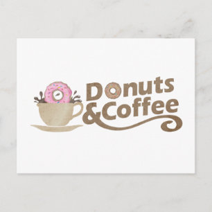 Retro-Kaffee & Donuts Postkarte