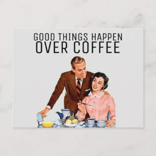 RETRO-KAFFEE-PAAR 1950ER POSTKARTE