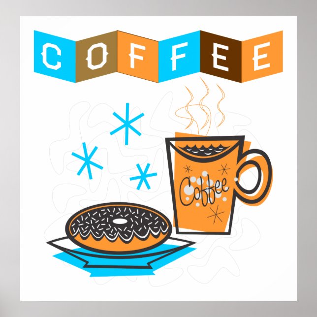 Retro-Kaffee und Donut Poster (Vorne)
