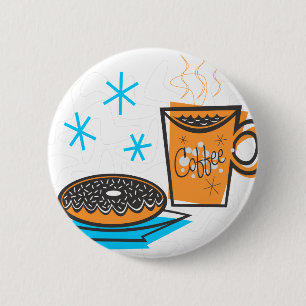 Retro Kaffee und Krapfen Button