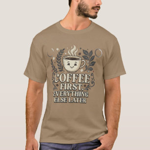 Retro-Kaffee Zuerst Alles Andere Später Dunkel T-Shirt
