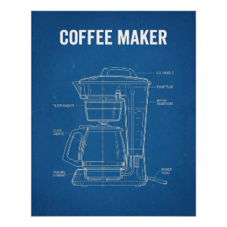 Retro-Kaffeeautomat Patent Blaupause Poster