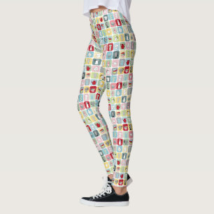 Retro-Kaffeekannen und -Tassen Muster Leggings