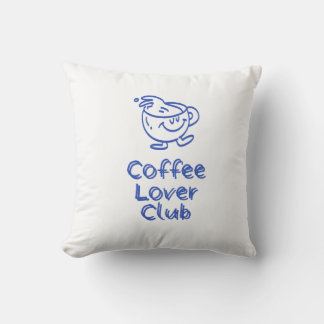 Retro-Kaffeeliebhaber-Club Lächelnde Tasse Blau Mi Kissen
