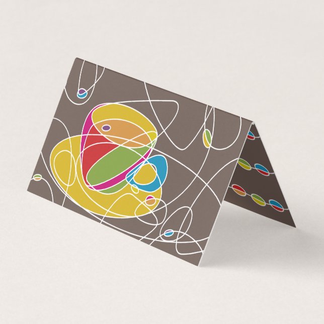 retro Kaffeelinien falteten Visitenkarten (Vorderseite)