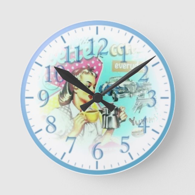 Retro-Kaffeemaschine Wall Uhr (Vorderseite)