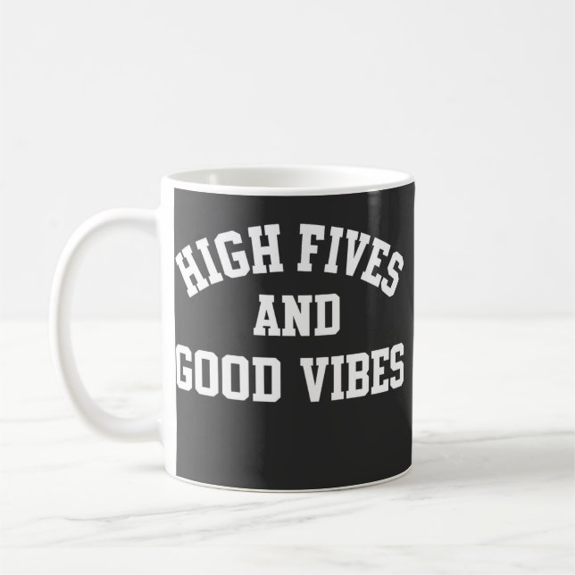 Retro-Kaffeetasse mit High Fives und Good Vibes Kaffeetasse (Links)