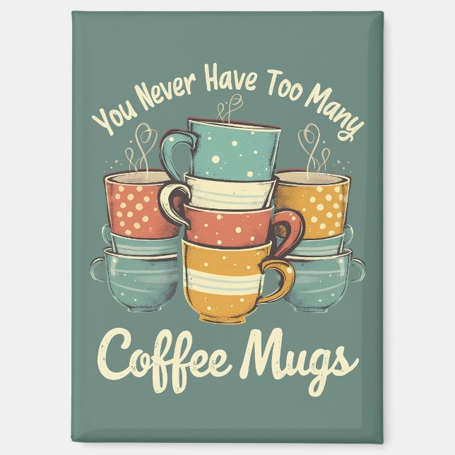 Retro-Kaffeetassen-Stapel-Illustration Magnet (Vorderseite)