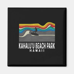 Retro Kahalu'u Beach Park Hawaii Surfer Surfen Magnet