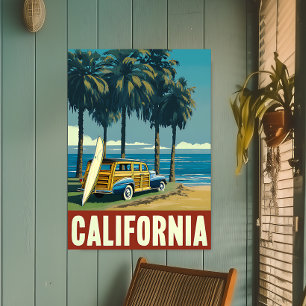 Retro-Kalifornien-Surf-Strand-Reiseposter Poster