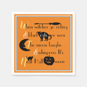 Retro-Kalligrafie Traditionelles Halloween-Gedicht Serviette
