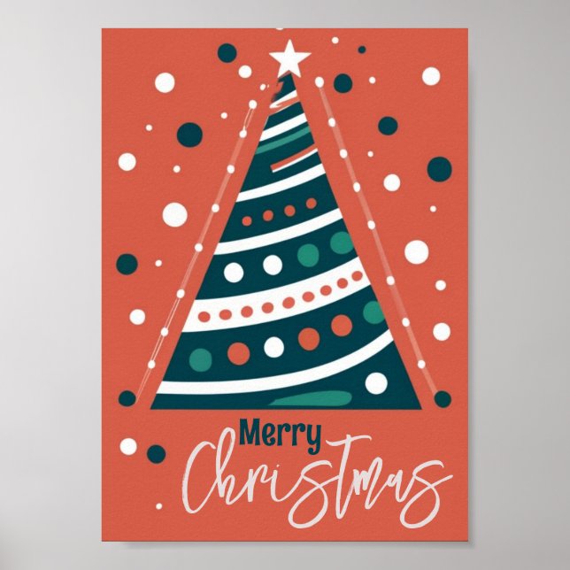 Retro-Kalligraphie minimalistisch Frohe Weihnachts Poster (Vorne)