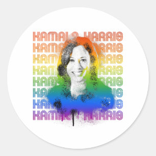 Retro Kamala Harris Pride Runder Aufkleber