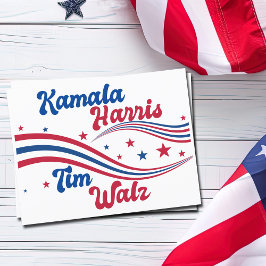 Retro Kamala Harris Tim Walz Blue Red Election Postkarte