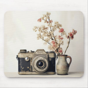 Retro-Kamera Blumen Mousepad