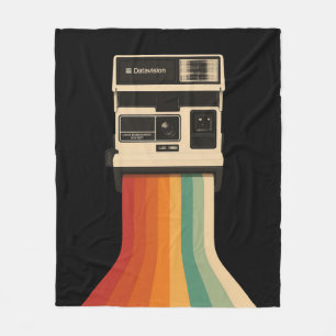 Retro-Kamera mit Regenbogen-Druck Fleecedecke