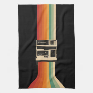 Retro-Kamera mit Regenbogen-Druck Geschirrtuch