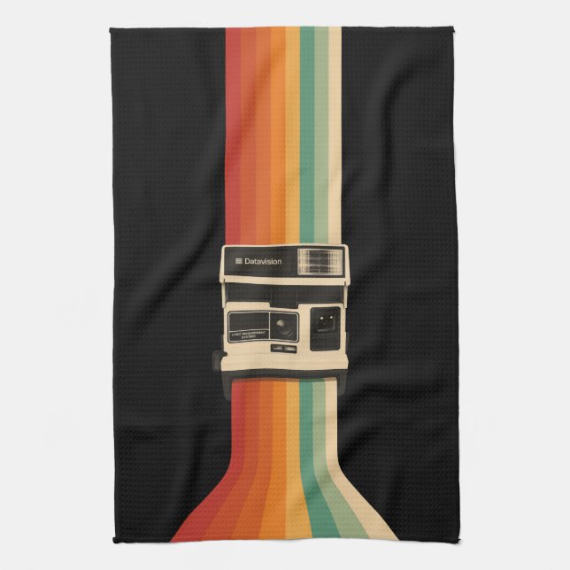 Retro-Kamera mit Regenbogen-Druck Geschirrtuch (Vertikal)