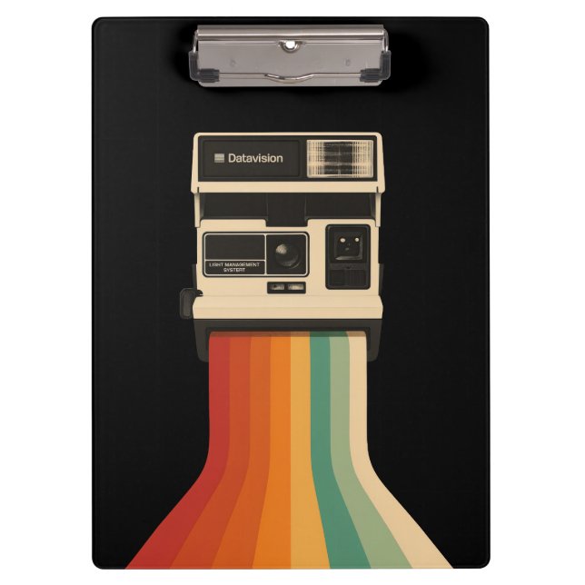 Retro-Kamera mit Regenbogen-Druck Klemmbrett (Vorderseite)